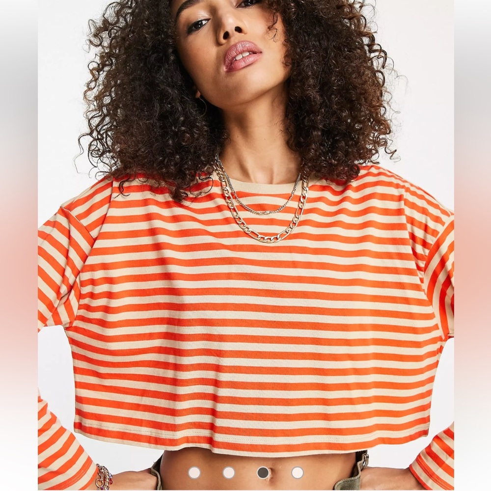 Noisy May Frida Stripe Semi Crop Top